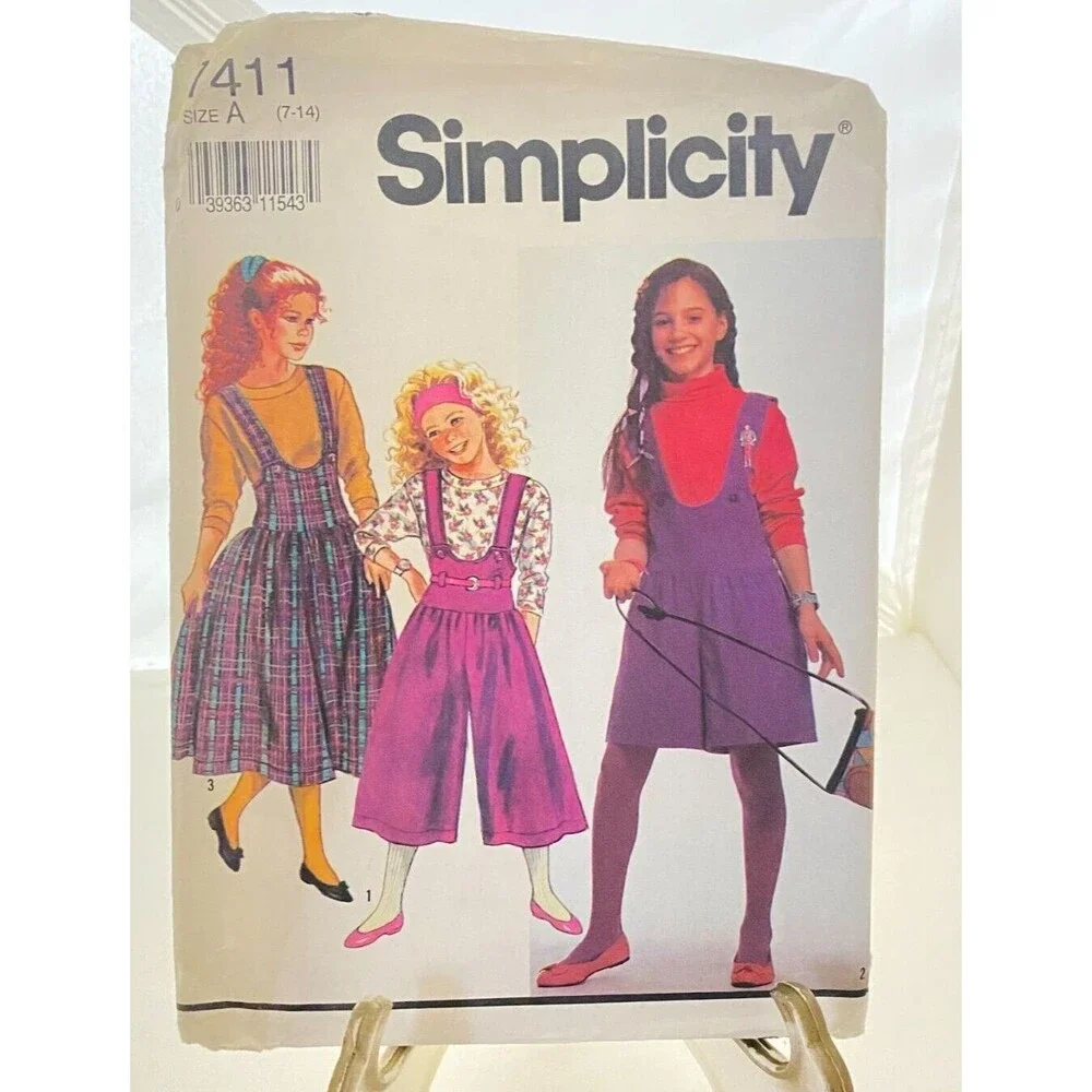 #7411 Simplicity Girls Culotte Jumper and Top Sewing Pattern Size 7-14
